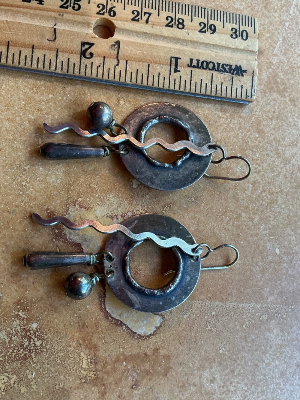 Handmade  Brutalist artisan earrings. Lochlin Smith - Picture 4 of 5